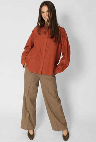Pomandere Habutai Silk and Cotton shirt Terracotta
