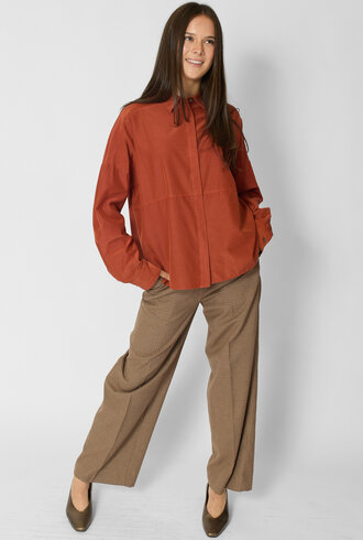 Pomandere Habutai Silk and Cotton shirt Terracotta