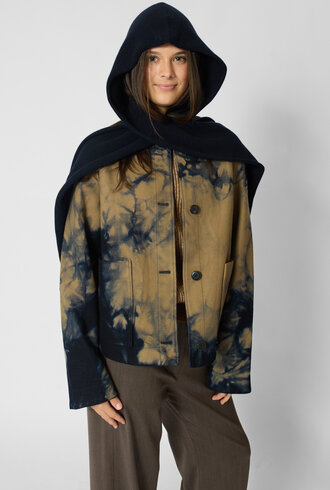 Pomandere  Hooded Scarf Night Blue