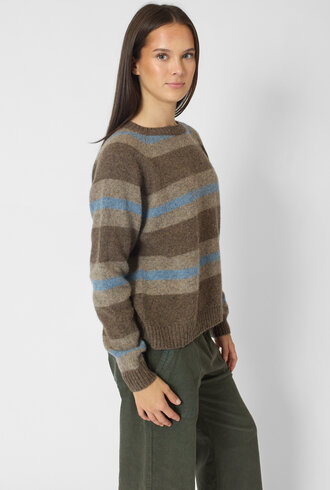 Bsbee Davis Crew Neck Stripe Brown