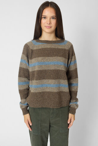 Bsbee Davis Crew Neck Stripe Brown