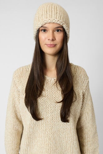 MJW. Chunky Cashmere Hat Oat/Natural