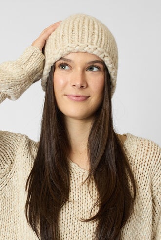 MJW. Chunky Cashmere Hat Oat/Natural