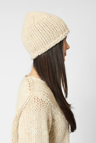 MJW. Chunky Cashmere Hat Oat/Natural