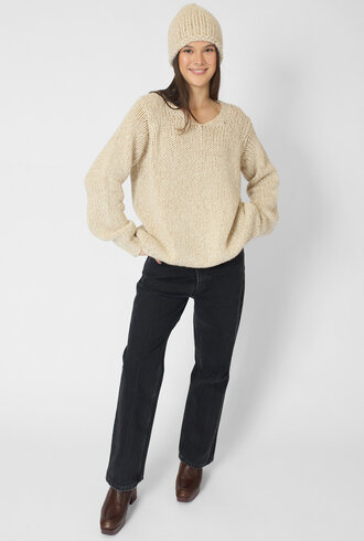 MJW. Chunky Cashmere Hat Oat/Natural