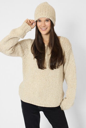 MJW. Chunky Cashmere Hat Oat/Natural