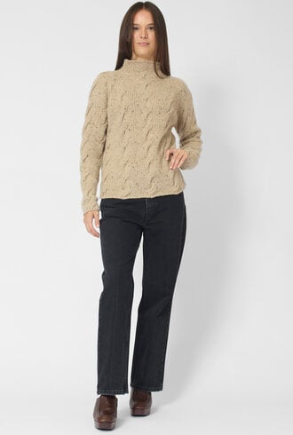 MJW. Donegal Cable Cashmere Pullover Oat