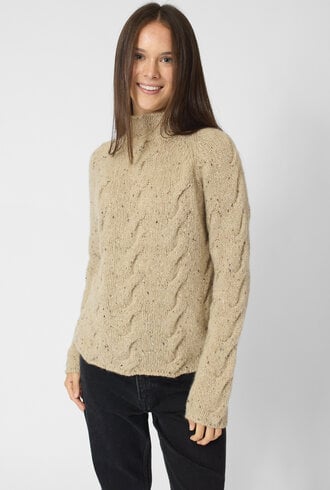 MJW. Donegal Cable Cashmere Pullover Oat
