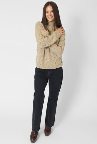 MJW. Donegal Cable Cashmere Pullover Oat