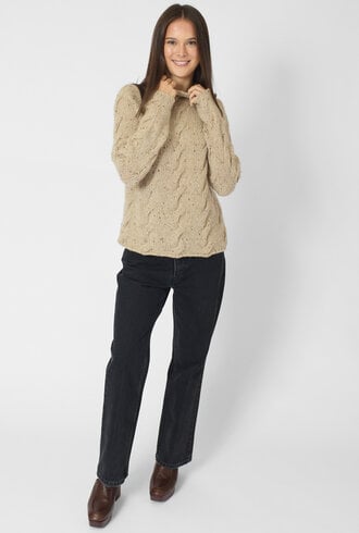 MJW. Donegal Cable Cashmere Pullover Oat