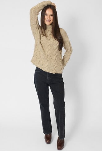 MJW. Donegal Cable Cashmere Pullover Oat