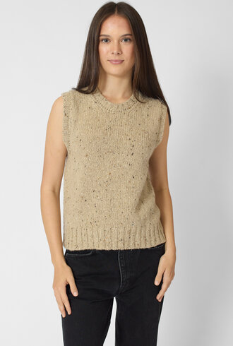 MJW. Tweed Cashmere Vest Oat