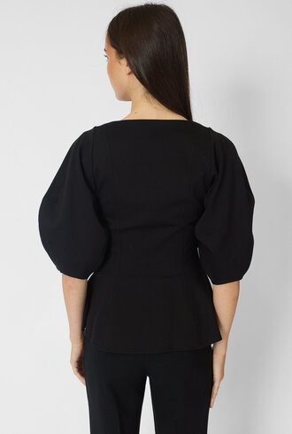 Apiece Apart Bebe Ponte Peplum Top Black