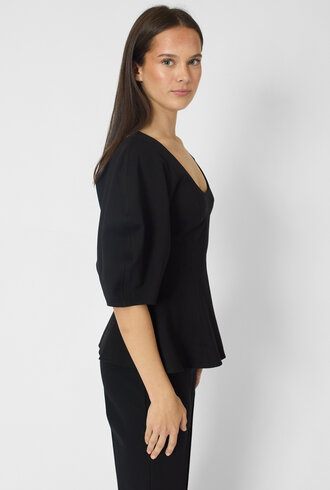 Apiece Apart Bebe Ponte Peplum Top Black