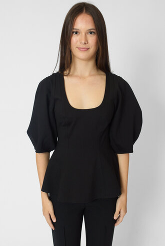 Apiece Apart Bebe Ponte Peplum Top Black