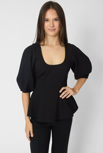 Apiece Apart Bebe Ponte Peplum Top Black