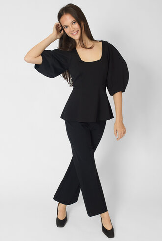 Apiece Apart Bebe Ponte Peplum Top Black