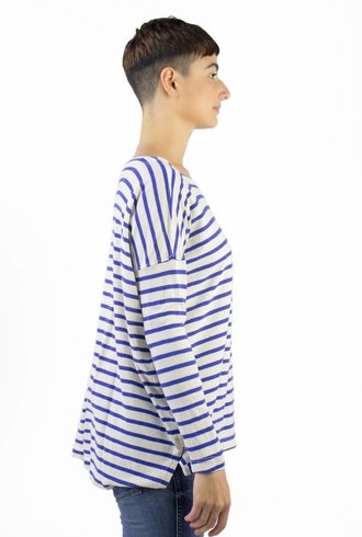 The Great The Sailor Stripe Tee Blue-Cream