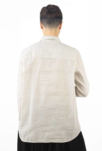 Pomandere Classic Button Down Shirt Natural Stripe