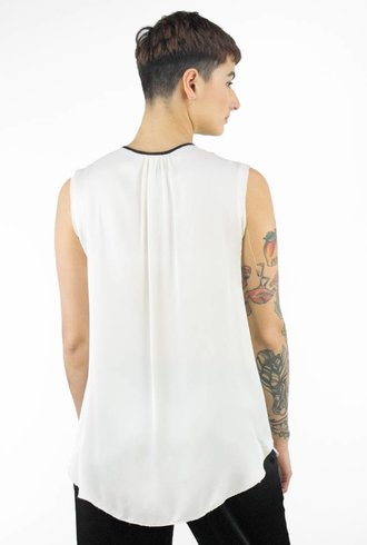 Ulla Johnson Tuxedo Sleeveless Blouse Oyster