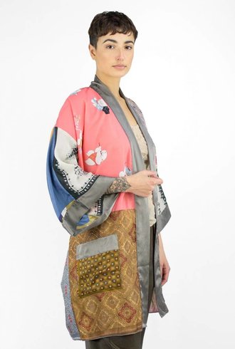 Burning Torch Vintage Scarf Kimono