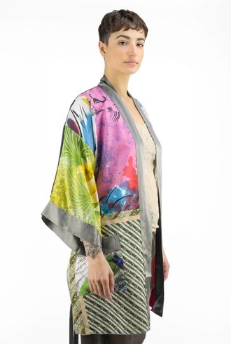 Burning Torch Vintage Scarf Kimono