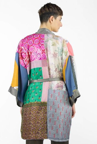 Burning Torch Vintage Scarf Kimono