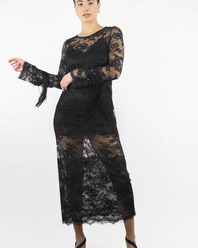 long sleeve lace fall dress Long-sleeved wool lace dress main image 0
