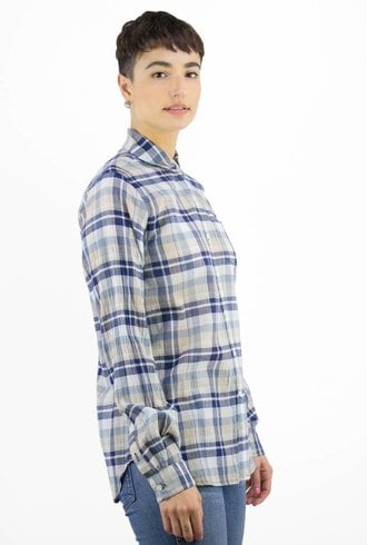 Trovata Classic Plaid Shirt Navy Beige