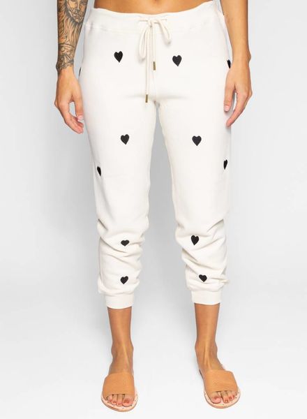 The Great The Cropped Sweat Pant Washed White Embroidered