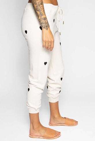 The Great The Cropped Sweat Pant Washed White Embroidered