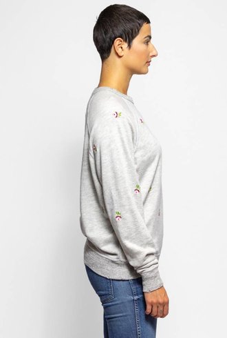 The Great The College Sweatshirt Heather Grey Rose Embroidery