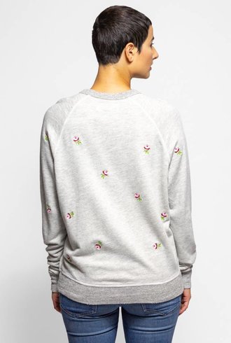 The Great The College Sweatshirt Heather Grey Rose Embroidery