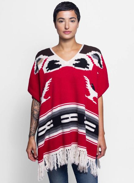 NSF Eagle Eye Knit Poncho Red Bird