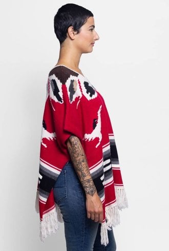 NSF Eagle Eye Knit Poncho Red Bird