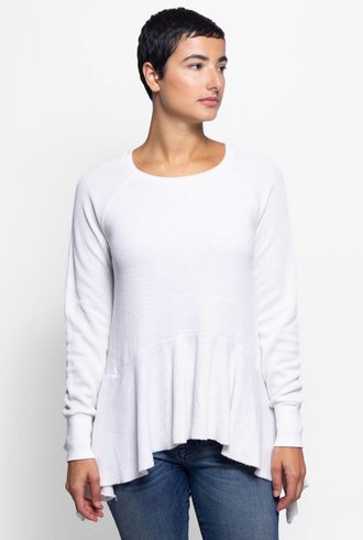 NSF Gemma Pullover Sweatshirt Peplum Bottom Soft White