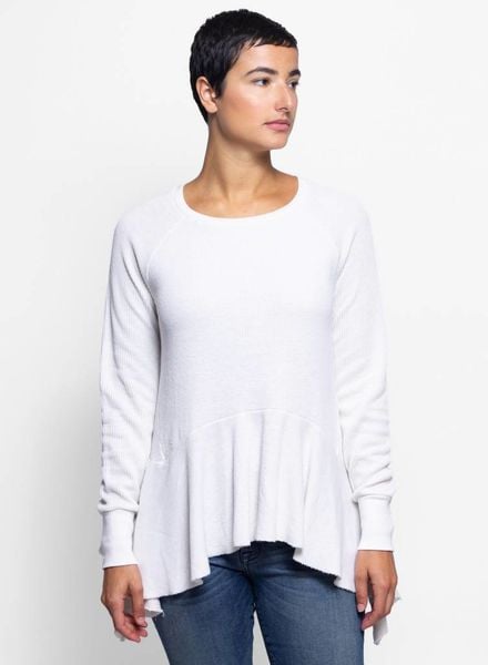 NSF Gemma Pullover Sweatshirt Peplum Bottom Soft White