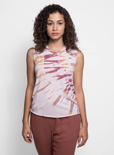 Raquel Allegra Fitted Muscle Tank Red Rock Tie Dye