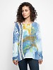 MA+CH Cotton Knit Hi-Low Pullover Turquoise Flora