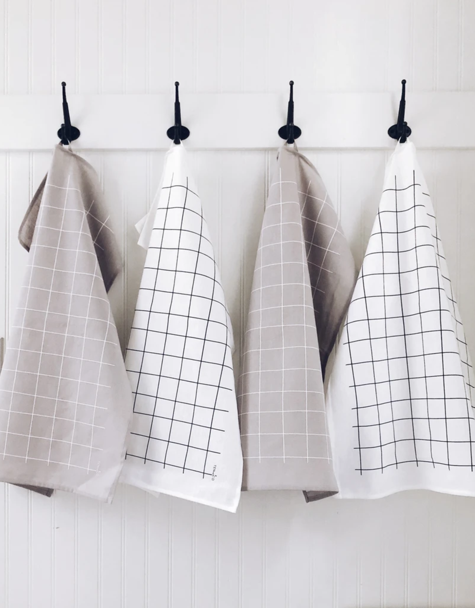Ten & Co Tea Towel Grid Black on White