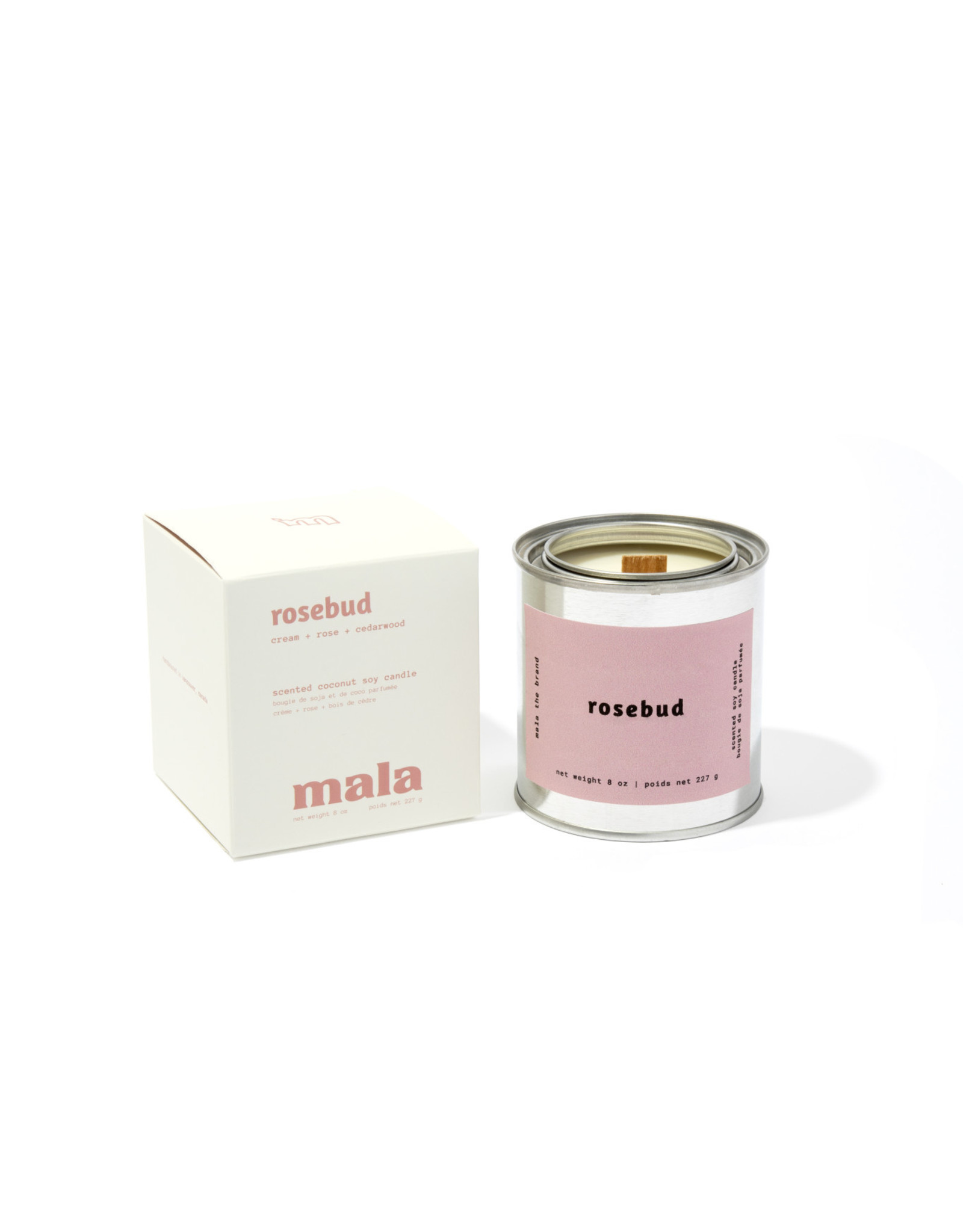Mala The Brand Rosebud Candle / Cream + Rose + Cedarwood