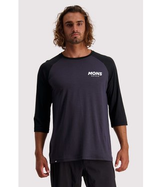 Mons Royale Mens Tarn Freeride Raglan 3/4 Black / 9 Iron