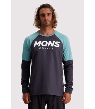 Mons Royale Mens Tarn Freeride LS Wind Jersey 9 Iron/ Sage