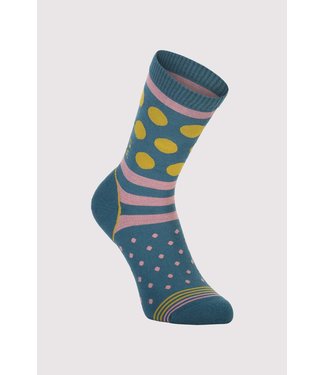 Mons Royale Womens All Rounder Crew Sock Deep Teal / Pink Clay / Honey