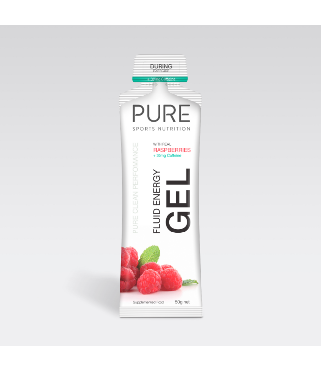 Pure Sports Nutrition Pure Fluid Energy Gel Raspberry + Caffeine (30mg)  50g
