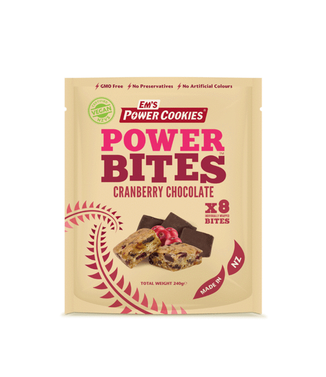 Em's Power Cookie Bites Chocolate Cranberry Craze Pouch 8x30g