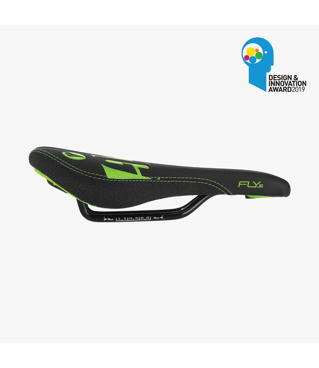 SDG Fly Jr Kids Saddle - Steel Rail - Black/Neon Green