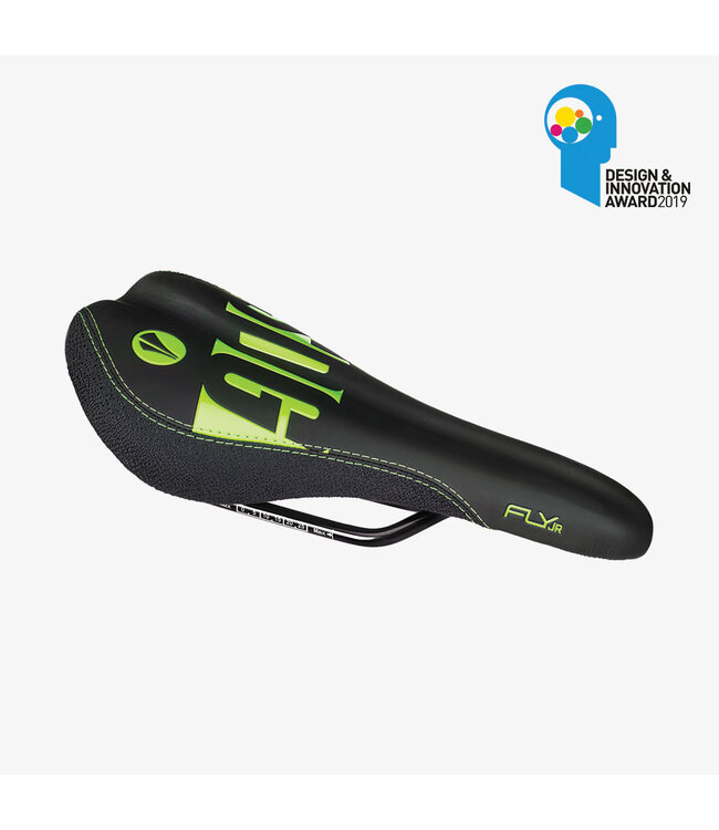 SDG Fly Jr Kids Saddle - Steel Rail - Black/Neon Green