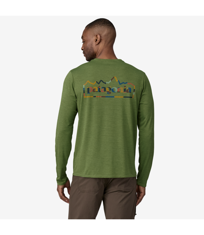 Patagonia Mens Long Sleeve Cap Cool Daily Graphic Shirt - Unity Fitz Terrain Green X-Dye