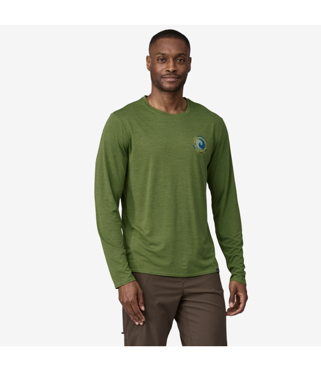 Patagonia Mens Long Sleeve Cap Cool Daily Graphic Shirt - Unity Fitz Terrain Green X-Dye